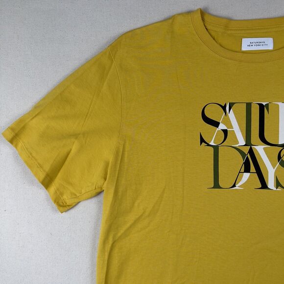 Saturdays NYC Color Overlap Short Sleeve Tee Shirt Men’s XL Goldenrod Yellow - Picture 3 of 12